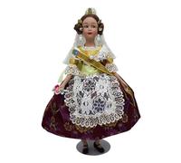 FOLK Muñeca Porcelana Fallera Artesanía colección 30 cm. Vestido Regional típico Valenciana o Fallera, Fabricada en España