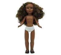 Folk Nueva muñeca Simona mulata Desnuda de 40 cm Pelo Largo Rizado de edición Limitada 100% Vinilo. Fabricada en España Artesanía.