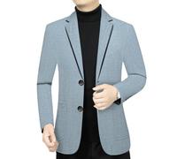 FOLKFOLD Americana clásica para hombre de primavera de algodón de lino ajustado, estilo informal de negocios, gris, S