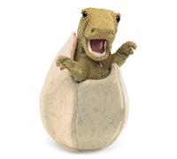 Folkmanis 3134 Dinosaur Egg Hand Puppet, One Size, Green, Tan, Brown