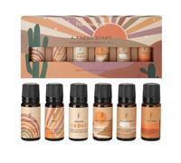 Folkulture Aceites esenciales para difusor, juego de 6 aceites esenciales para difusores para el hogar, aroma de aceite difusor, lavanda Palo Santo, rosa, geranio, citronela, sal del océano, loto