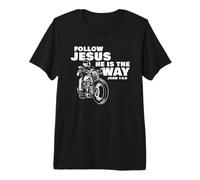Follow Jesus He is The Way Christian Motorcycle Gospel Biker Camiseta Premium