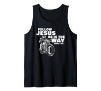 Follow Jesus He is The Way Christian Motorcycle Gospel Biker Camiseta sin Mangas
