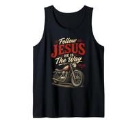 Follow Jesus He is The Way Christian Motorcycle Gospel Biker Camiseta sin Mangas