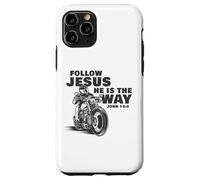 Follow Jesus He is The Way Christian Motorcycle Gospel Biker Carcasa para iPhone 11 Pro