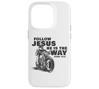 Follow Jesus He is The Way Christian Motorcycle Gospel Biker Carcasa para iPhone 14 Pro