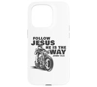 Follow Jesus He is The Way Christian Motorcycle Gospel Biker Carcasa para iPhone 15 Pro
