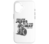 Follow Jesus He is The Way Christian Motorcycle Gospel Biker Carcasa para iPhone 16