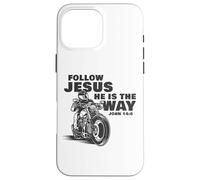 Follow Jesus He is The Way Christian Motorcycle Gospel Biker Carcasa para iPhone 16 Pro MAX