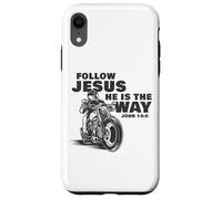 Follow Jesus He is The Way Christian Motorcycle Gospel Biker Carcasa para iPhone XR