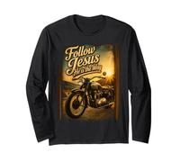 Follow Jesus He is The Way Christian Motorcycle Gospel Biker Manga Larga