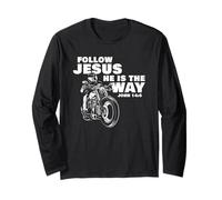 Follow Jesus He is The Way Christian Motorcycle Gospel Biker Manga Larga