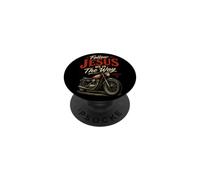 Follow Jesus He is The Way Christian Motorcycle Gospel Biker PopSockets PopGrip Adhesivo