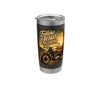 Follow Jesus He is the Way Christian Motorcycle Gospel Biker Vaso térmico de acero inoxidable de doble pared