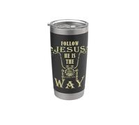 Follow Jesus He is the Way Christian Motorcycle Gospel Biker Vaso térmico de acero inoxidable de doble pared