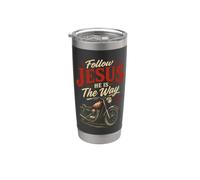 Follow Jesus He is the Way Christian Motorcycle Gospel Biker Vaso térmico de acero inoxidable de doble pared