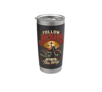 Follow Jesus He is the Way Christian Motorcycle Gospel Biker Vaso térmico de acero inoxidable de doble pared