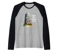 Follow The Arrows 2026 Camino De Santiago Blue Watercolor Camiseta Manga Raglan