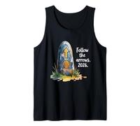 Follow The Arrows 2026 Camino De Santiago Blue Watercolor Camiseta sin Mangas