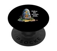 Follow The Arrows 2026 Camino De Santiago Blue Watercolor PopSockets PopGrip Adhesivo