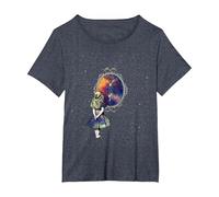 Follow The White Rabbit - Diseño de Camiseta de Alicia en el País de Las Maravillas Camiseta, Mujer Tallas Grandes, Azul Jaspeado, 5XL Grande