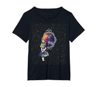 Follow The White Rabbit - Diseño de Camiseta de Alicia en el País de Las Maravillas Camiseta, Mujer Tallas Grandes, Negro, 1XL Grande