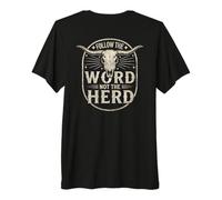 Follow The Word Not The Herd Christian Bible Verse Cow Skull Camiseta Premium