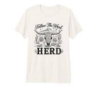 Follow The Word Not The Herd Christian Bible Verse Cow Skull Camiseta Premium