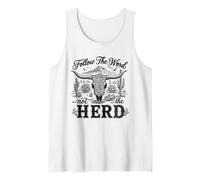 Follow The Word Not The Herd Christian Bible Verse Cow Skull Camiseta sin Mangas