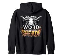 Follow The Word Not The Herd Christian Bible Verse Cow Skull Sudadera con Capucha