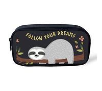 Follow Your Dreams - Estuche para lápices, diseño de perezoso, para oficina, escuela, papelería, color negro, color, 5.0cm*10.5cm*20.5cm, Estuche para lápices