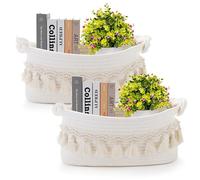 Followarm Pequeñas cestas tejidas para almacenamiento, 14 x 5.5 x 6 pulgadas, cestas de almacenamiento de papel higiénico para organizar cestas de regalo vacías decorativas para baño, dormitorio,