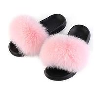 FOLOBE Zapatillas de Piel sintética para Mujer Abiertas Zapatillas de Piel sintética para niñas esponjosos al Aire Libre