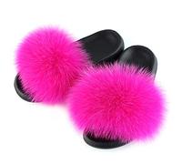 FOLOBE Zapatillas de Piel sintética para Mujer Abiertas Zapatillas de Piel sintética para niñas esponjosos al Aire Libre