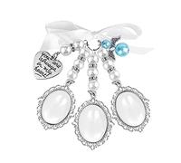 FOLODA Abalorio ovalado de encaje para novia, ramo de novia, conmemorativo, con alas de ángel, ramo de fotos, colgante de ala de ángel, talla única, como se describe, como se describe