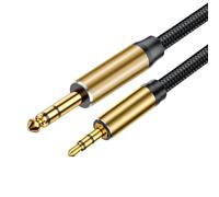 FOLODA Cable de 3,5 mm a 6,5 mm, cable trenzado de nailon de 1,5 m para máquina de tambor e instrumento de enlace de sonido