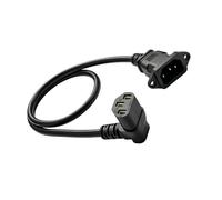 FOLODA Cable de extensión IEC de salida lateral, versión curvada hacia | Entrada de montaje en panel, cable de 60 cm para espacios reducidos de equipos, monitor UPS o alimentación del dispositivo