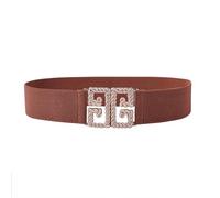 FOLODA Cinturón elástico para moldear, elegante corsé con hebilla cuadrada para mujer, accesorios de cintura de moda, corsé de fiesta para mujer, marrón, Talla única
