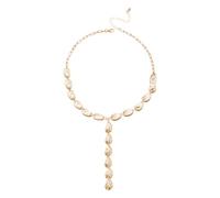 FOLODA Collar con acento en forma de Y y detalle de perlas para ocasiones especiales y fiestas diarias y diarias, collar con acento en forma de Y y detalle de perlas, One Size, como se describe, como