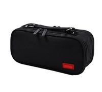 FOLODA Estuche de lona de alta capacidad con 5 secciones, organizador de bolígrafos, bolsa de transporte de cosméticos de viaje, 24 x 8,5 x 11 cm, Black, D