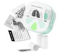 FOLODA Impresora térmica en miniatura para pegatinas, etiquetas, recibos, plan de trabajo para dispositivos, incluye 3 rollos de papel adhesivo, plan de trabajo de impresora adhesiva