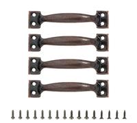 FOLODA Juego de 4 tiradores de hierro para armarios de cocina, puerta de garaje y aparadores, manijas de madera para vallas de armario, pomos de muebles