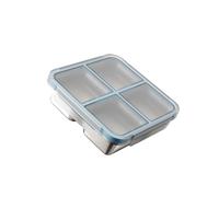 FOLODA Lonchera de acero inoxidable de 4 compartimentos con tapa a prueba de fugas, contenedor Bentos para oficinas, escuela, picnics, 720 ml, caja de cuatro compartimentos