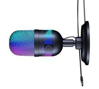 FOLODA Micrófono USB para podcasting para PC y juegos con iluminación LED, ideal para transmisión y micrófono USB
