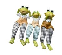 FOLODA Paquete de 3 figuras de ranas de resina sin ver sin hablar oye ranas sentadas, estatuas para decoración del hogar, jardines, figuras al aire libre