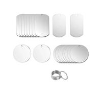 FOLODA Placa de identificación para perro e identificación, 20 piezas de collar de acero inoxidable con 20 conectores de metal en formas mixtas para grabar, placas de identificación de mascotas