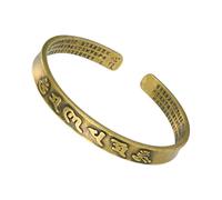 FOLODA Pulsera de cobre grabada en sánscrito espiritual, cadena de muñeca elástica para uso diario o grabada