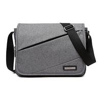 FOLOVEYA Bolsa de Mensajero Hombre 13 Pulgadas Ordenador Portátil Maletin Bolso Bandolera Negocios Satchel Bolso Portatil para Trabajo Oficina Viaje Escuela Impermeable Poliéster Gris