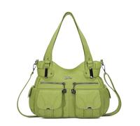 FOLOVEYA Bolso de Mano para Mujer Bolsa Mensajero Antirrobo Impermeable a la Moda Bolso de Compras con Múltiples Bolsillos Trabajo Senderismo Viajar Cuero PU Verde