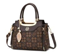 FOLOVEYA Bolso de Mujer Elegante Bolso de Mano Piel PU Bolsos Bandolera con Estampado Geométrico Bolso de Hombro Shopper Tote para Fiesta Compras Trabajo Negro